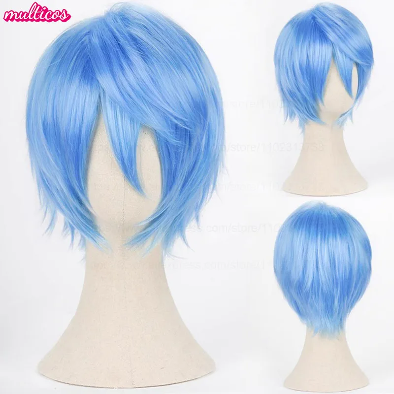 Farben Kurze Gerade Cosplay Perücke Layered Shaggy Flauschig Rot Rosa Braun Grün Blau Hitzebeständige Kunsthaar Party Anime Perücken – Detail 21