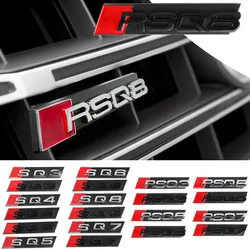 For Audi SQ3 SQ4 SQ5 SQ6 SQ7 RSQ3 RSQ4 RSQ5 RSQ6 RSQ7 RSQ8 3D Chrome Black Badge Car Hood Front Grille Emblem Styling Decoration