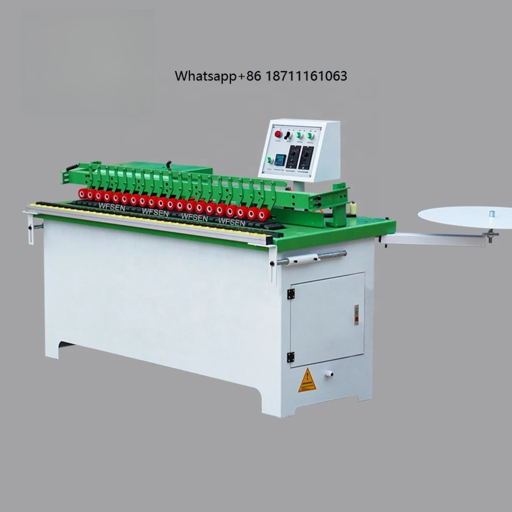 Small Straight Manual Edge Banding Machine Wood Panel Gluing Trimming Dust Extraction CE High Precision