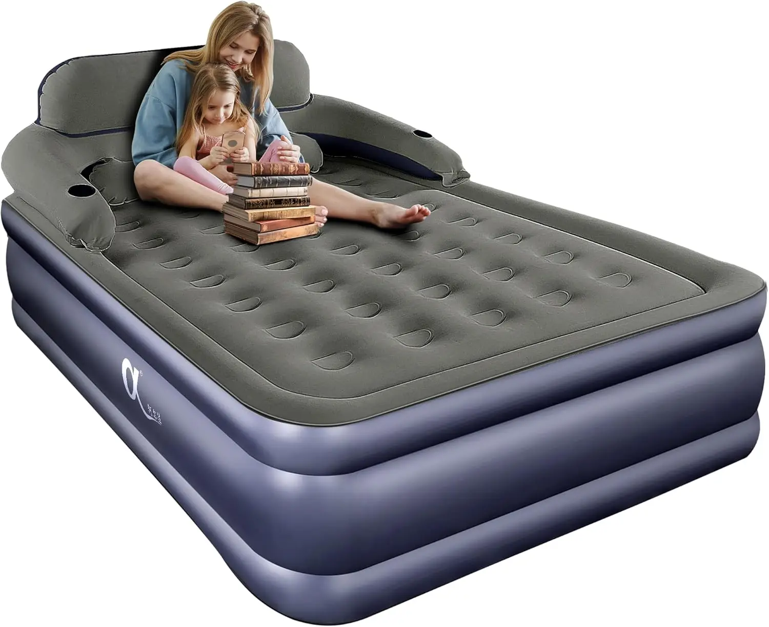 Size Air Mattress with Headboard , 3 Mins Quick Inflation/Deflation Inflatable Airbed , 20 Inches High Blow Up Bed with Comforta