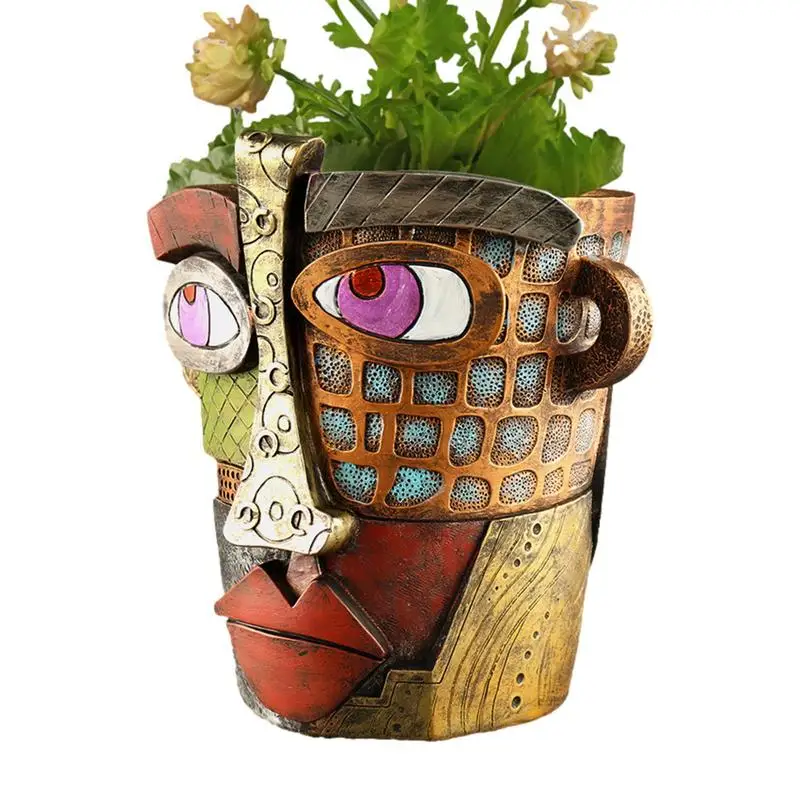 

Face Planters Pots Head Plant Pot With Handles Succulent Planter Resin Head Flower Pots Unique And Funny Abstract Head For