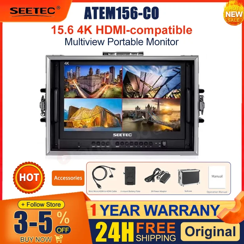 SEETEC ATEM156-CO 15.6 4K HDMI-compatible Multiview Portable Live Streaming Broadcast Director Monitor ATEM Mini Mixer Pro