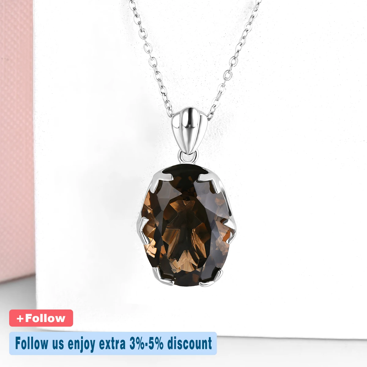 Natural Smoky Quarts Sterling Silver Pendants 11 Carats Genuine Brown Crystal Women Classic Fine Jewelry S925 Top Quality - Image 3