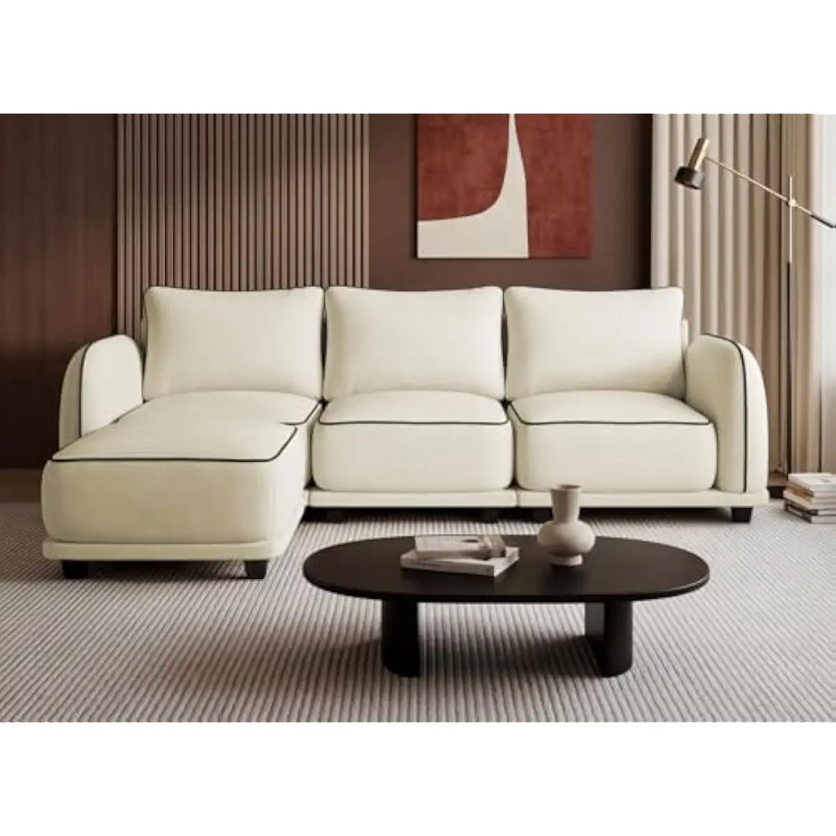 L Shaped Modular Sectional Sofa 4 Seater Cloud Inspired Chenille Upholstery Extra Thick Cushions Removable Washable Covers Movab