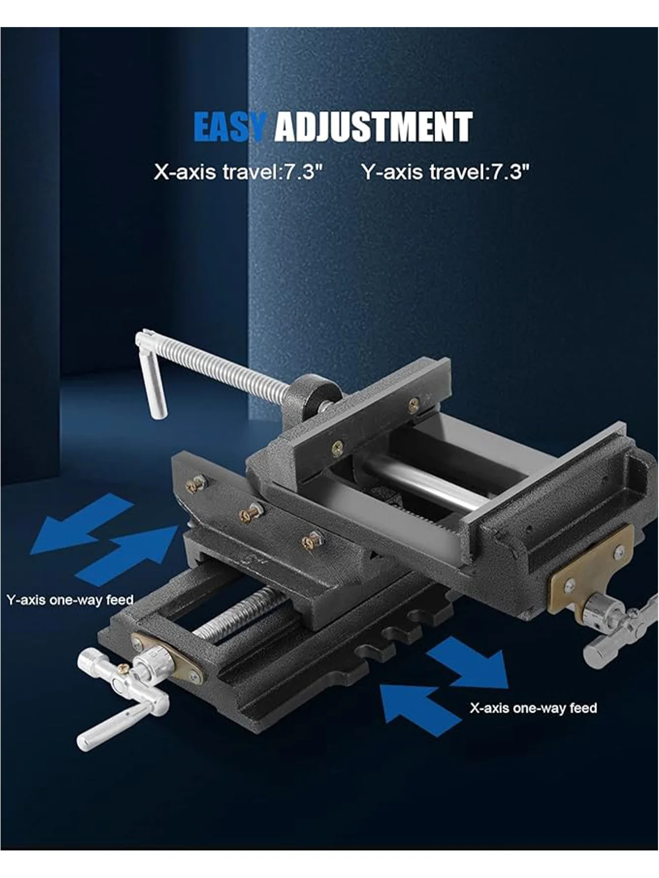 6 Cross Slide Vise Drill Press Milling Vise, 6 In Jaw Width, 6.1 Max Jaw Opening, 2 Way Heavy Duty X-Y Compound Bench Mount Clam