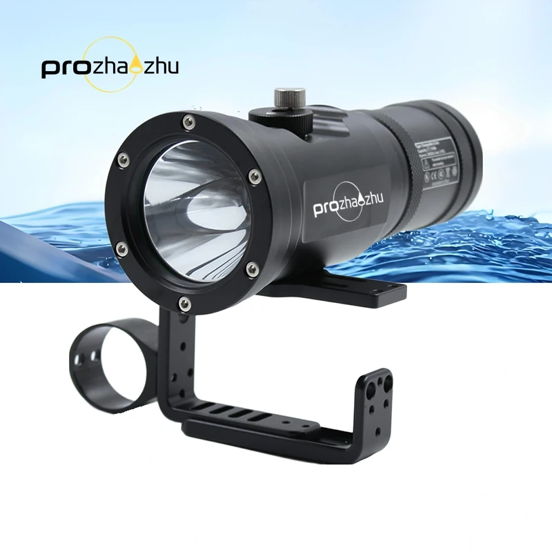 

PROZHAOZHU DL-D10M Суперяркий фонарь для дайвинга 6000 люмен, IP68, 200 м, перезаряжаемый, литий-ионный, из алюминиевого сплава, ручной, для пещерного дайвинга