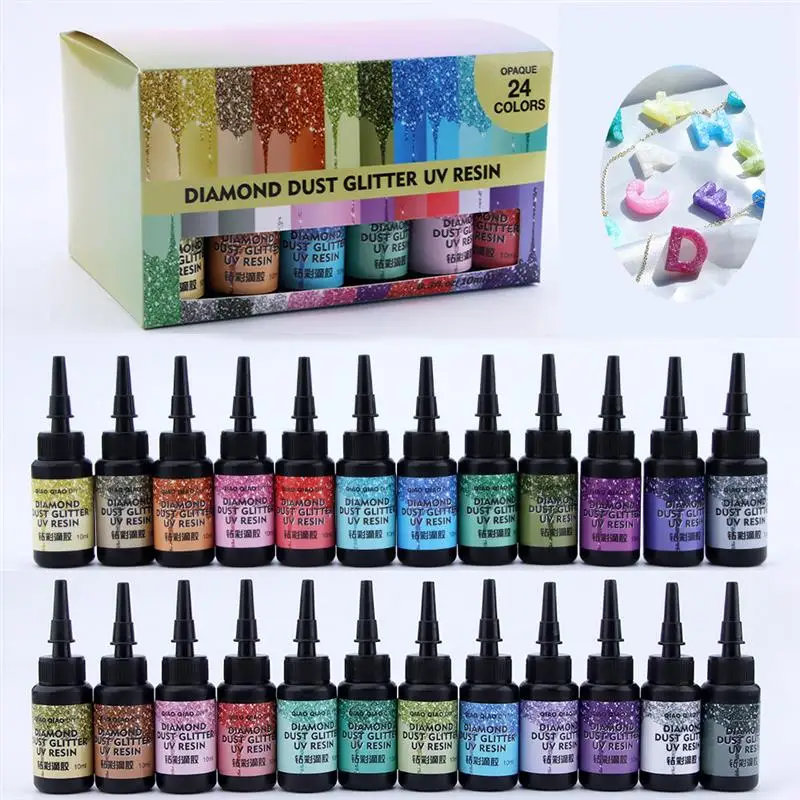 

6/12/24/45pcs UV Resin Glue Kits Diamond Flash UV Glue Ultraviolet Curing DIY Pearlescent Jewelry Making Supplie Quick-Drying