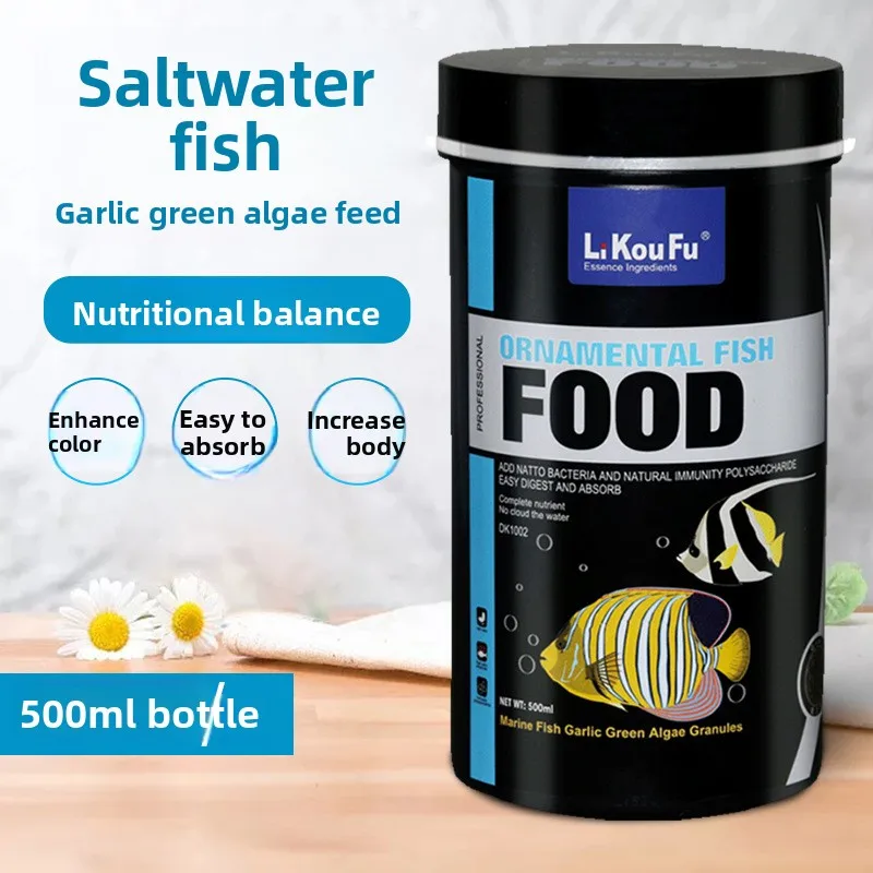 

LiKouFu Marine Fish Food &Garlic,Floating Spirulina Pellets for Appetite&Health,Diet for Clownfish,Angelfish and Reef Safe Fish