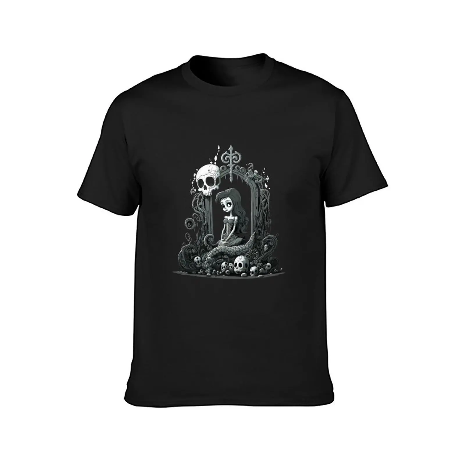 Undead Zombie Mermaid Girl Fantasy Goth Sticker T-Shirt sublime sports fans kawaii clothes summer top t shirts for men