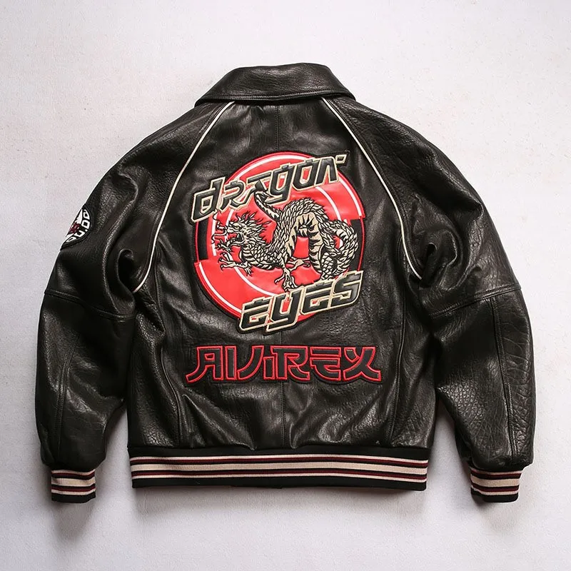 

A loose-fitting large-sized leather for men Bruce Dragon's Eye cotton