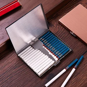 High-end cigarette box 8-12 pack Ultra-thin stainless steel cigarette box flip cover cigarette holder for men
