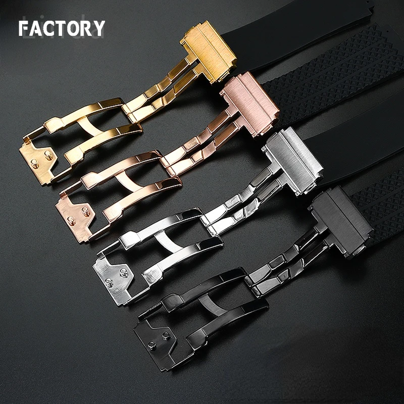 Watchband for HUBLOT BIG BANG Silicone 25*19mm Waterproof Men\'s Watch Strap Chain Watch Accessories Rubber Bracelet Wristband