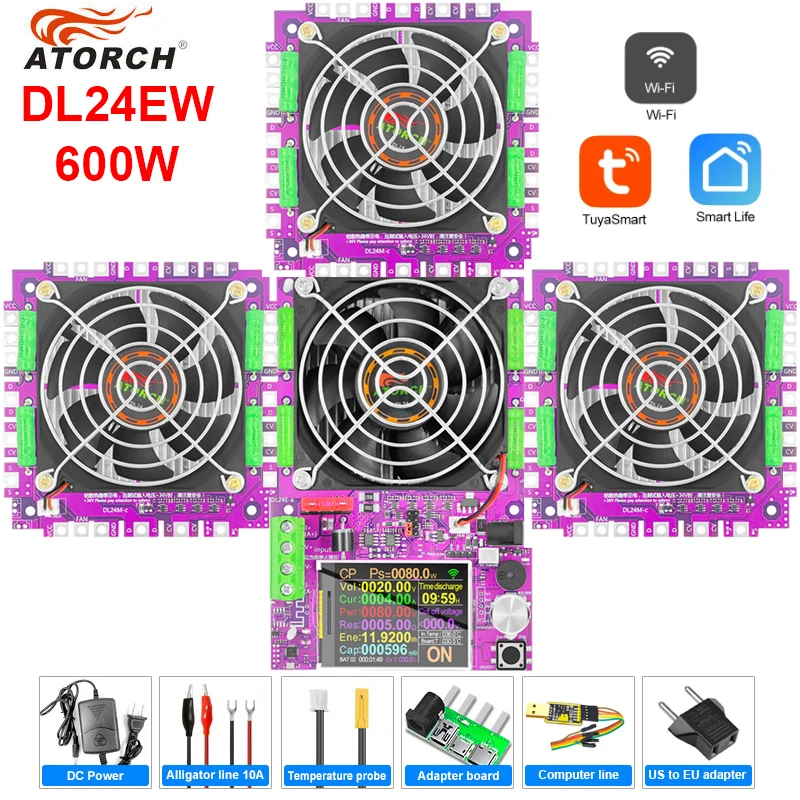 150 W 300 W 450 W 600 W Tuya WiFi Smart Power Elektronische Belasting Tester Lithium lood-zuur batterij 18650 Batterij Capaciteit Monitor Gereedschap