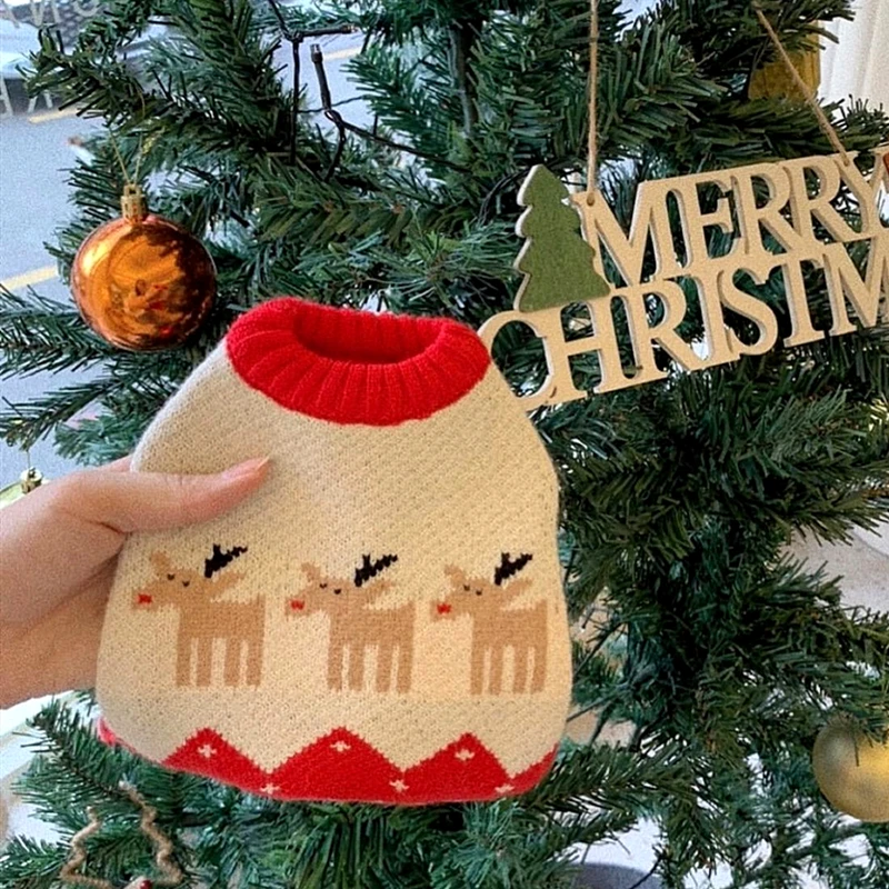 Ropa clásica de Navidad para perros, suéter de punto para mascotas, jersey de peluche Bichon, ropa cálida de Año Nuevo, Otoño e Invierno