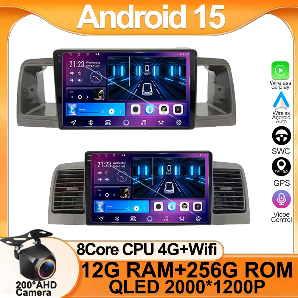 

Android 15 For Toyota Corolla E130 E120 2000-2006 Multimedia Video Player Navigation GPS Car Radio stereo Carplay 4G Head Unit