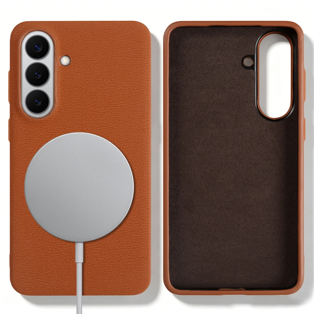 

For Magsafe Case For Samsung Galaxy S26 S25 S24 S23 Plus S21 FE S22 Ultra A56 A36 A26 A16 A17 A55 Phone Cases Leather Back Cover