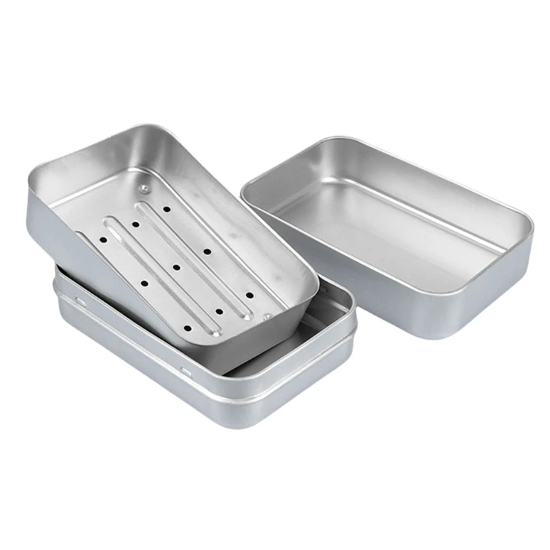 Light weights Aluminum Soap Holder with Lid Aluminum Soap Box Container with Removable Draining Layer Moisture Resistant