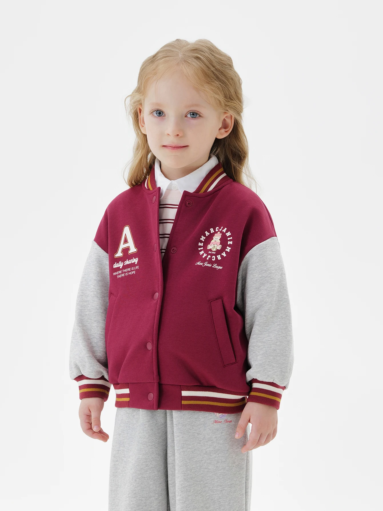 

MARC & JANIE, бейсбольная куртка в стиле ретро с цветными блоками для маленьких мальчиков и девочек, верхняя одежда на осень 551177