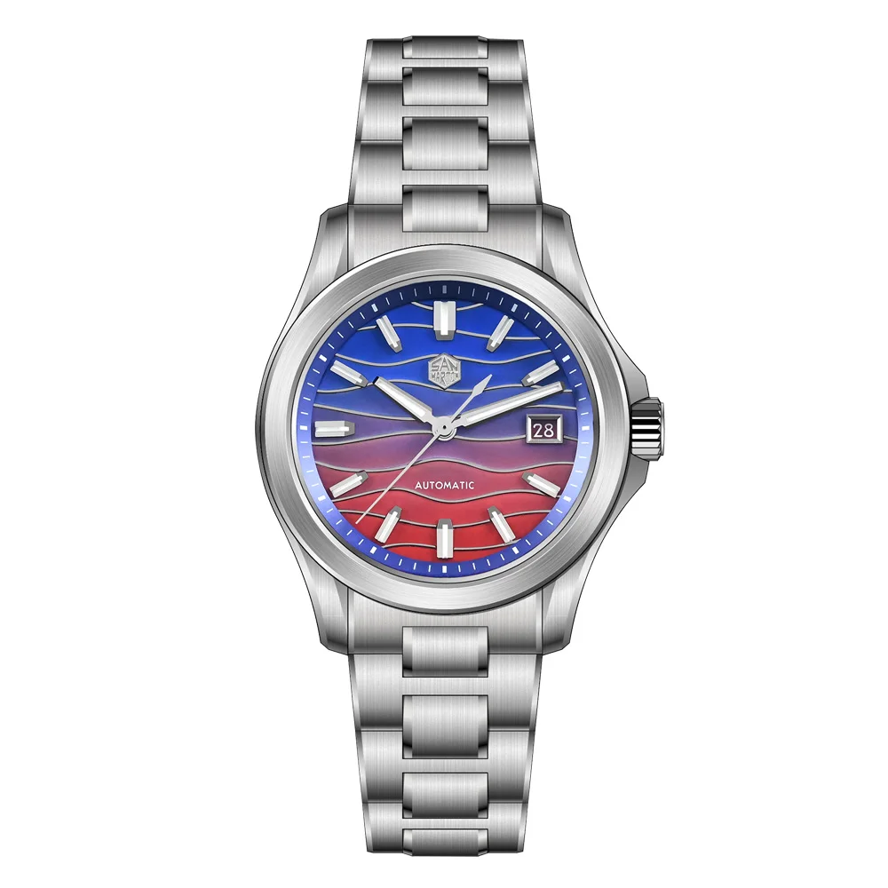 San Martin officiële 39 mm Guilloche MOP-wijzerplaat Gada-horloge Miyota 9015 luxe automatische mechanische herenhorloges 10 ATM reloj SN0150