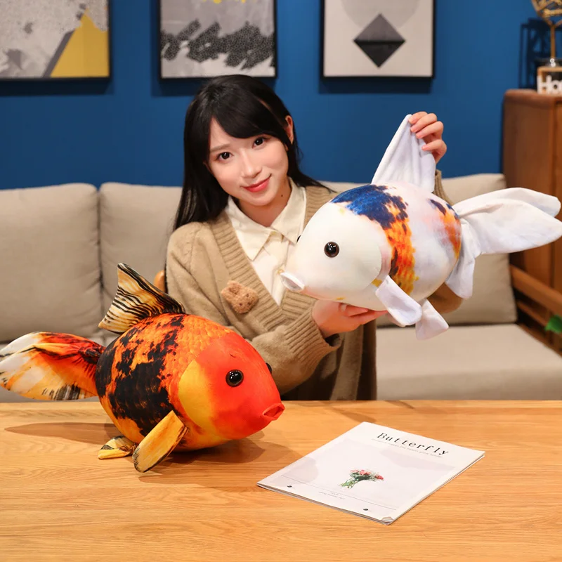 50cm simulado ouro peixe brinquedos de pelúcia o mundo subaquático animal de pelúcia peixinho boneca sofá travesseiro decoração para casa almofada presente