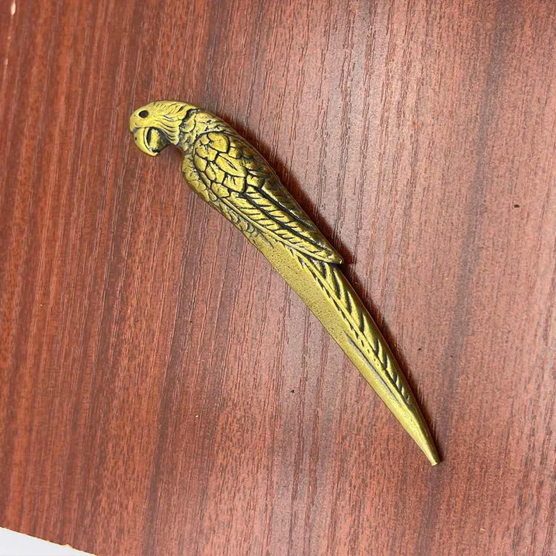 Antique Antique Bronze Brass Parrot Tea Knife Pu'er Tea Knife Decoration Imitation Old Object Tea