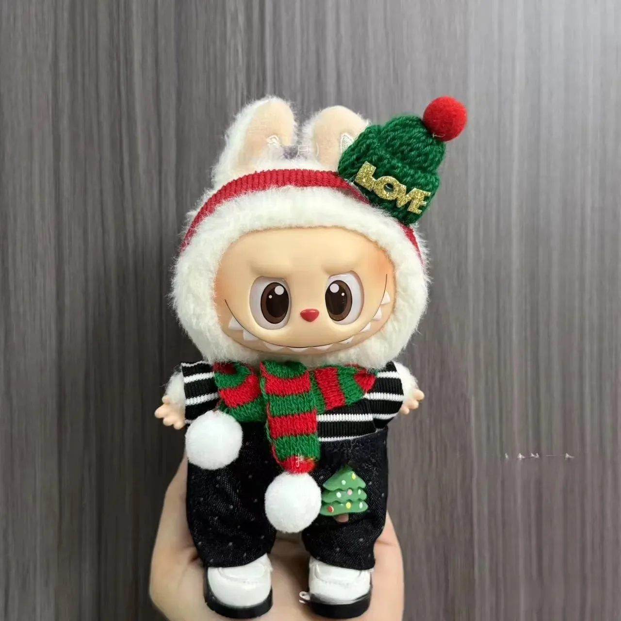 Clothes For labubu Christmas Attire Costume Knitted sweater Dresss set For15/17cm labubu 3.0 V1V2V3 Accessories