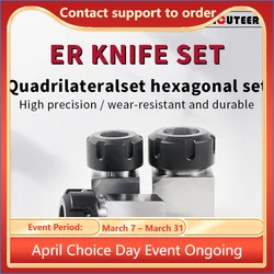 Square/ Hexagonal Knife Set ER25 ER32 ER40 Square/Hexagonal Milling Collet Conversion Replaceable Extension Rod Splice Thread