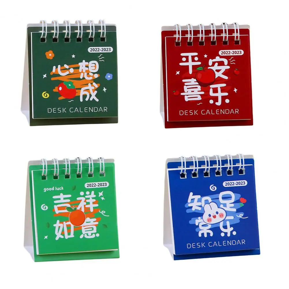 Easy Read Mini Desk Calendar Clear Print Smooth Page Turning Durable 2023 Daily Schedule Cartoon Desk Calendar
