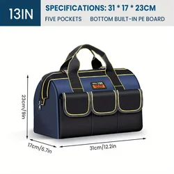 13 Inch New Electrician Tool Bag with Reflective Strip Oxford Cloth Wear-resistant Multi-Pocket Waterproof Storage