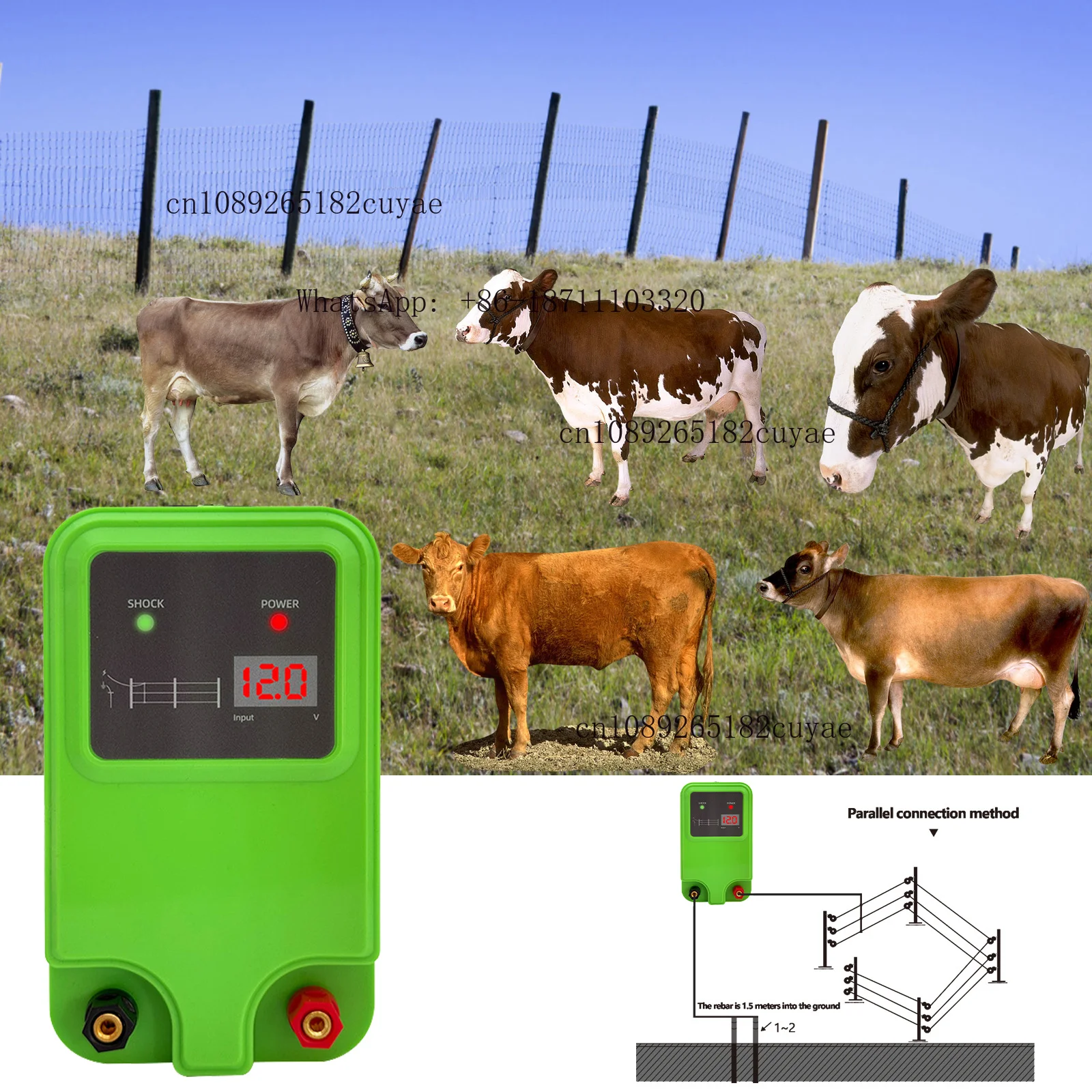 for 24-Hour Uninterrupted Livestock & Predator Protection 6.21 Miles Electric Fence Charger 1.5J Fence Charger