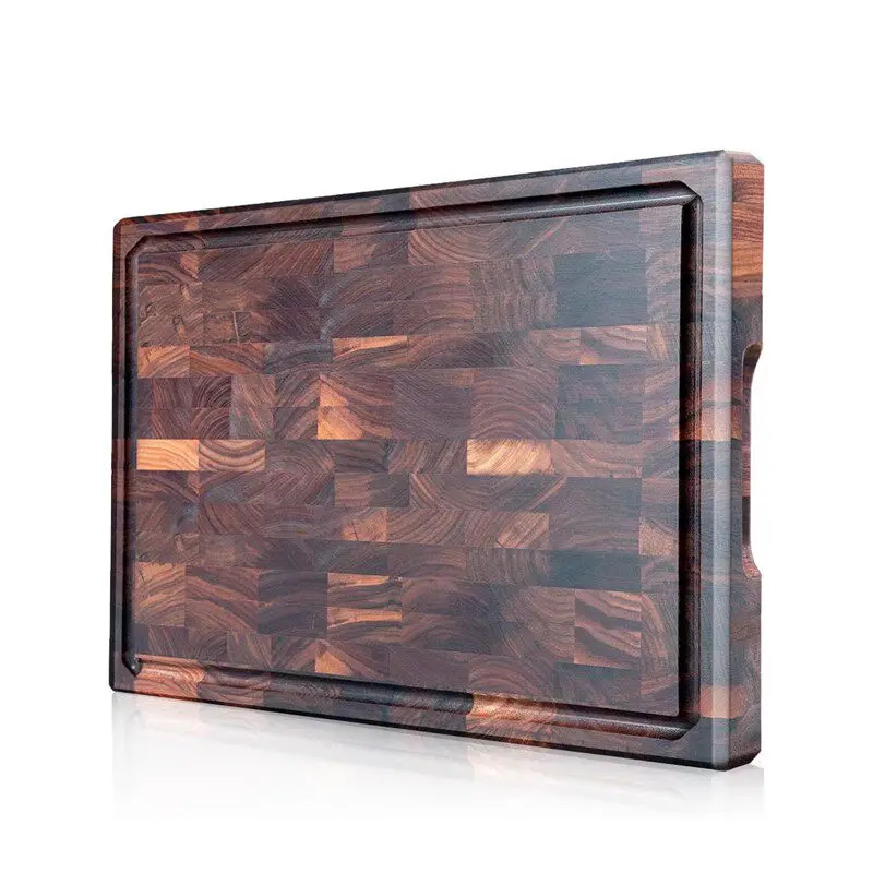 Black Walnut Cutting Board for Kitchen, Solid Wood Butcher Block for Chopping Fruits, Vegetables, Bread and Pastry Serving