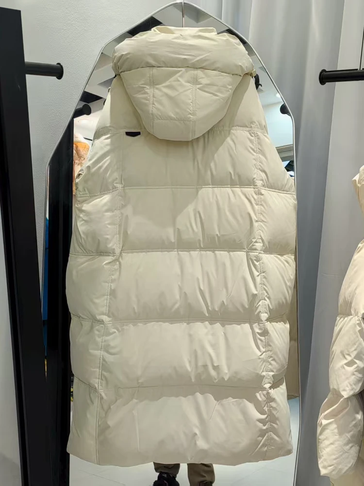 2022 Winter Neue Daunenjacke Mitte bis Lange Über Knie Verdickte Kapuze Mode Arbeitskleidung Parker Paar Weiße Ente Daunenjacke