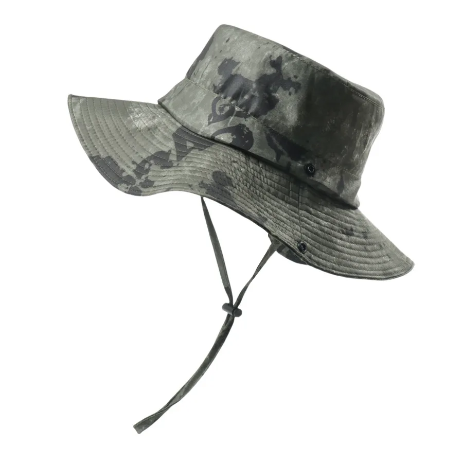 

Summer Men's Breathable Tie-dye Fisherman Hats Outdoor Hiking Fishing UV Protection Wide-Brim Bucket Hat