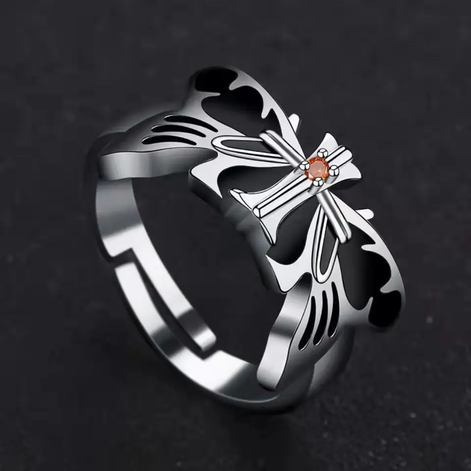 

Anime Love Chunibyo Other Delusions Takanashi Rikka Enamel Ring for Men Women Silver Color Zircon Adjustable Rings Party Jewelry