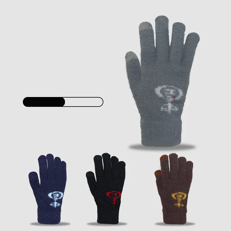 Touchscreen-Baumwollhandschuhe für Herren, warme, mit Fleece gefütterte, dicke Strickhandschuhe zum Radfahren, kältebeständige Unisex-Handschuhe