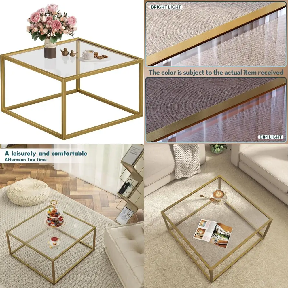 

Modern Square Minimalist Coffee Table for Living Room and Home Office, 26.7x26.7x17 inches