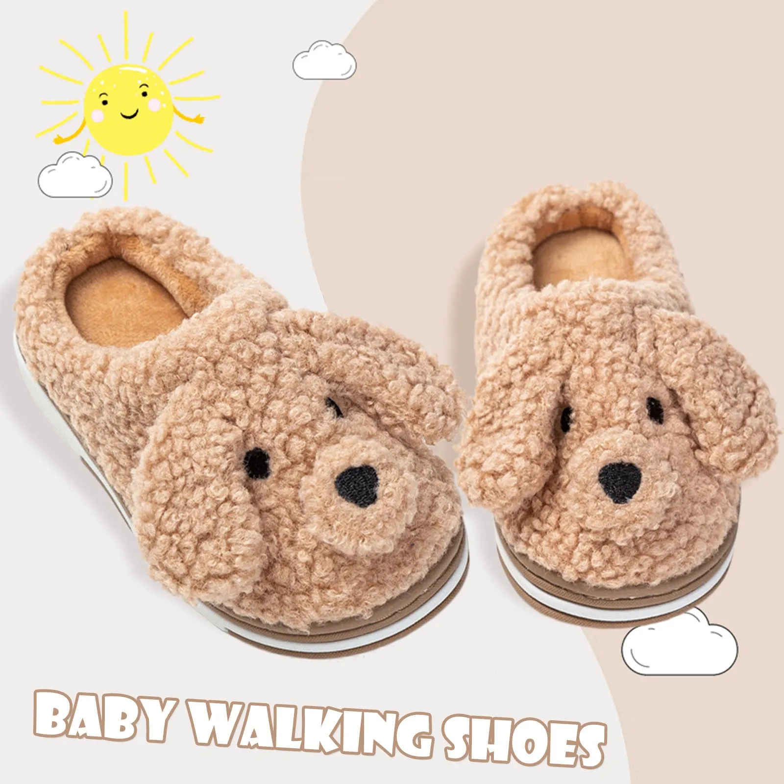 

Тапочки для девочек, бархатные теплые флисовые тапочки для мальчиков и девочек, милые тапочки на мягкой подошве с мультяшной собакой для девочек, размер 1.