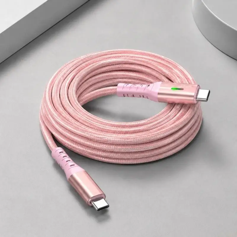 B03F USB C Data and Charging Cable with 480 Mbps Transfer, 240W Support, Green LED Light, and Interlaced Strain Relief