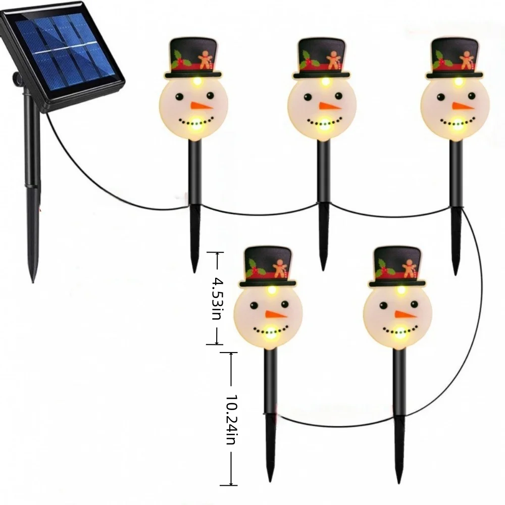 أضواء سلسلة عيد الميلاد بالطاقة الشمسية، أضواء LED مثبتة على الأرض، سانتا كلوز، رجل ثلج عيد الميلاد، ساحة، ضوء زينة للعطلات الخارجية #3