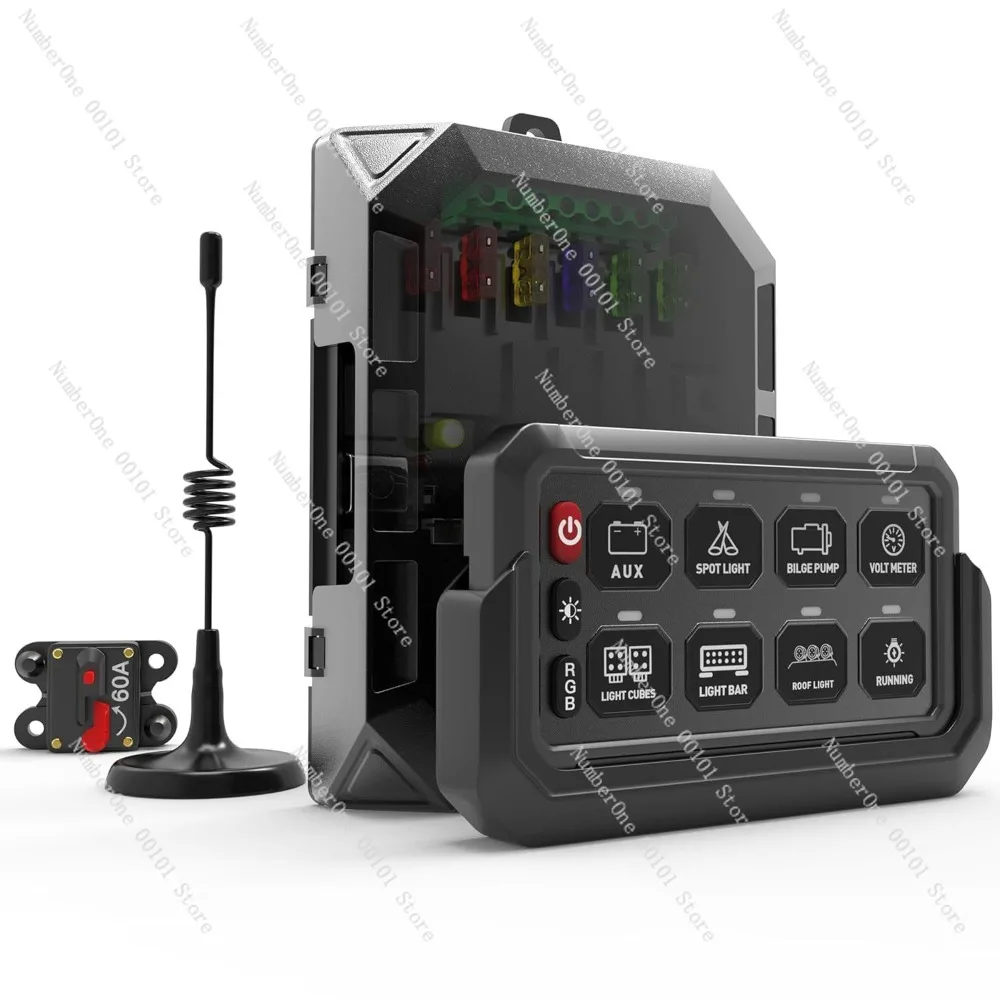 8-button wireless group switch panel, 8-channel touch switch panel for rv, car, yacht modification, rgb compatible