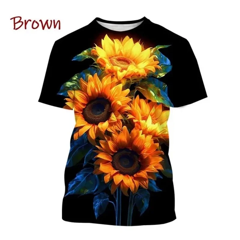 3D Sunflower Printing T Shirt Helianthus Annuus L Graphic T-shirts For Men Children Fashion Funny Short Sleeves Y2k Clothing Top