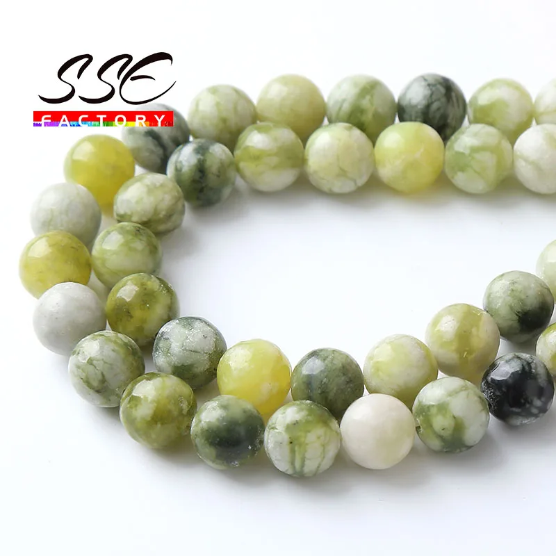Natural Yellow Green Jades Beads Energy Healing Power Stone Beads For Jewelry Making DIY Bracelets Accessories 6 8 10mm 15