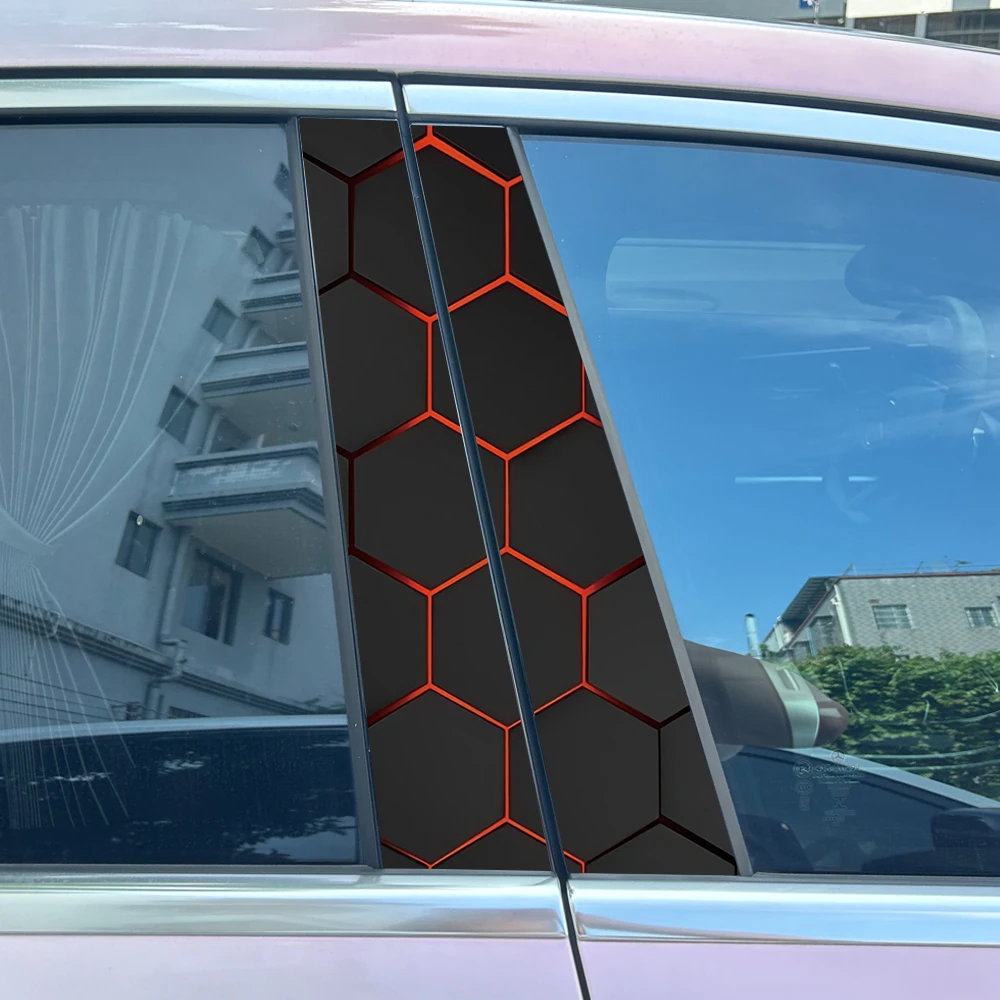 2 Stück Schwarz Rot Private Anpassung Auto Mittelsäule Aufkleber Auto B Säule Schutzfolie Dekoration Kratzer Abdeckung Aufkleber