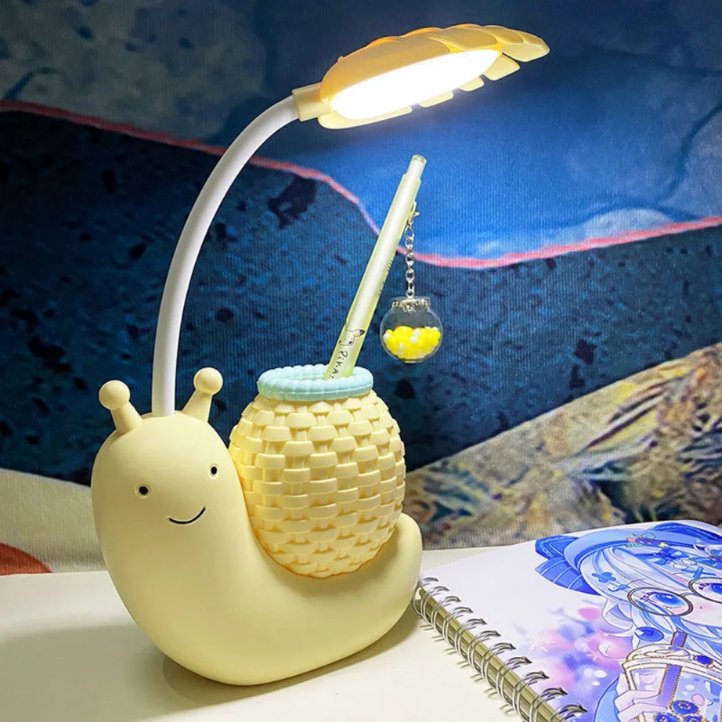 Led Snail Table Lamp Children Bedroom Bedside Night Light Student Study Office Reading Living Room Lighting Desktop Decoration