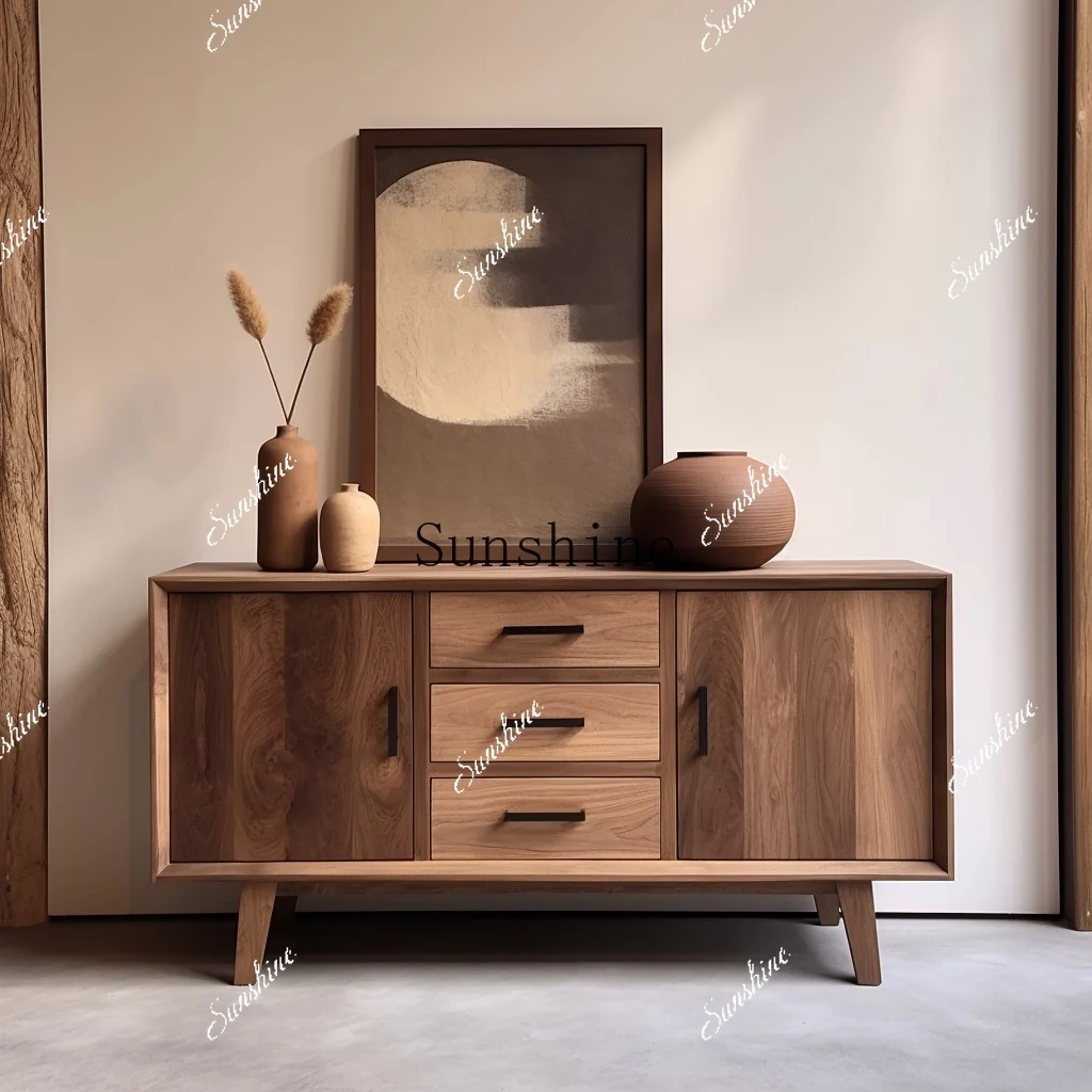 Wabi Sand Wind Solid Wood Entrance Cabinet Nordic Display Modern Simple TV Household Multifunctional Storage  FT