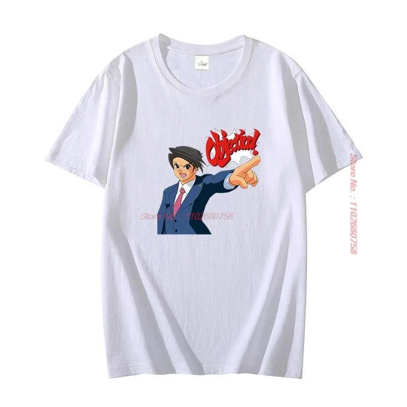 Ace Attorney Defense Courtroom Trial Video Game Objection Graphic T Shirts Tees Tops Summer Cotton men's Short Sleeve t-shirt