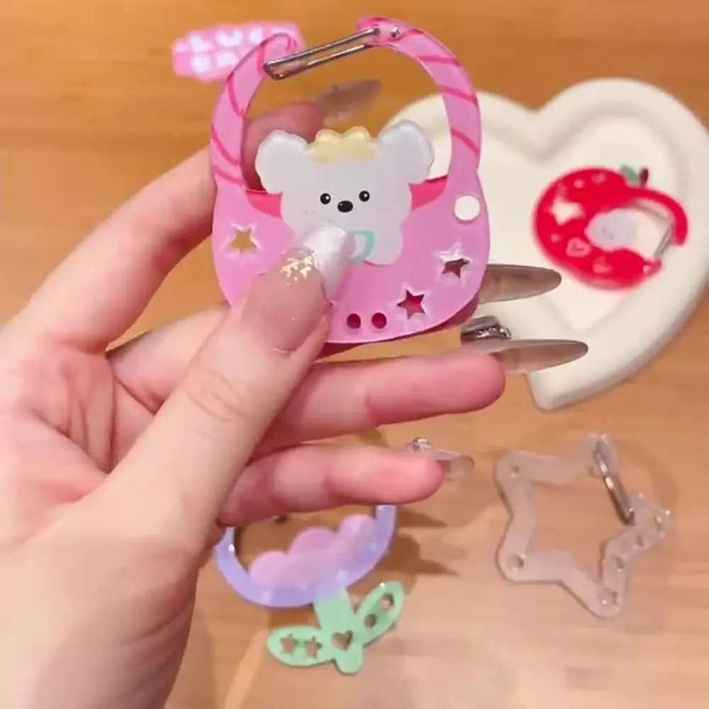 Mousqueton en acrylique mignon, porte-clés multifonctionnel en forme de dessin animé, crochet pour sac à dos, pendentif