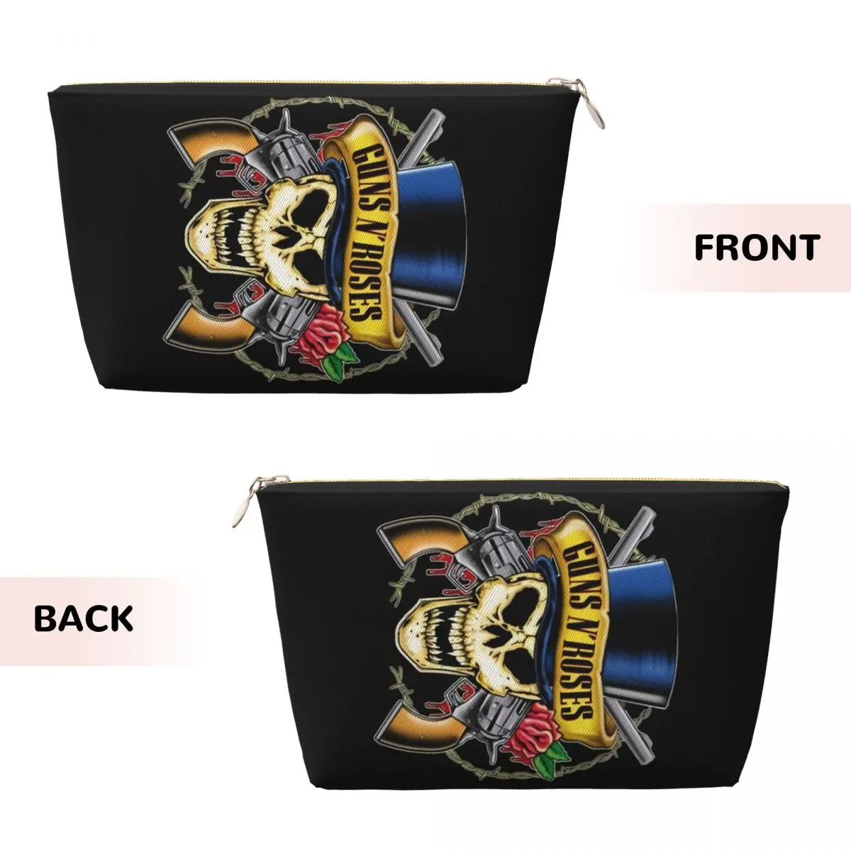 Custom Heavy Metal Guns N Rose Travel Cosmetic Bag Rock Band Steampunk Music Makeup Toiletry Organizer Ladies Beauty Storage