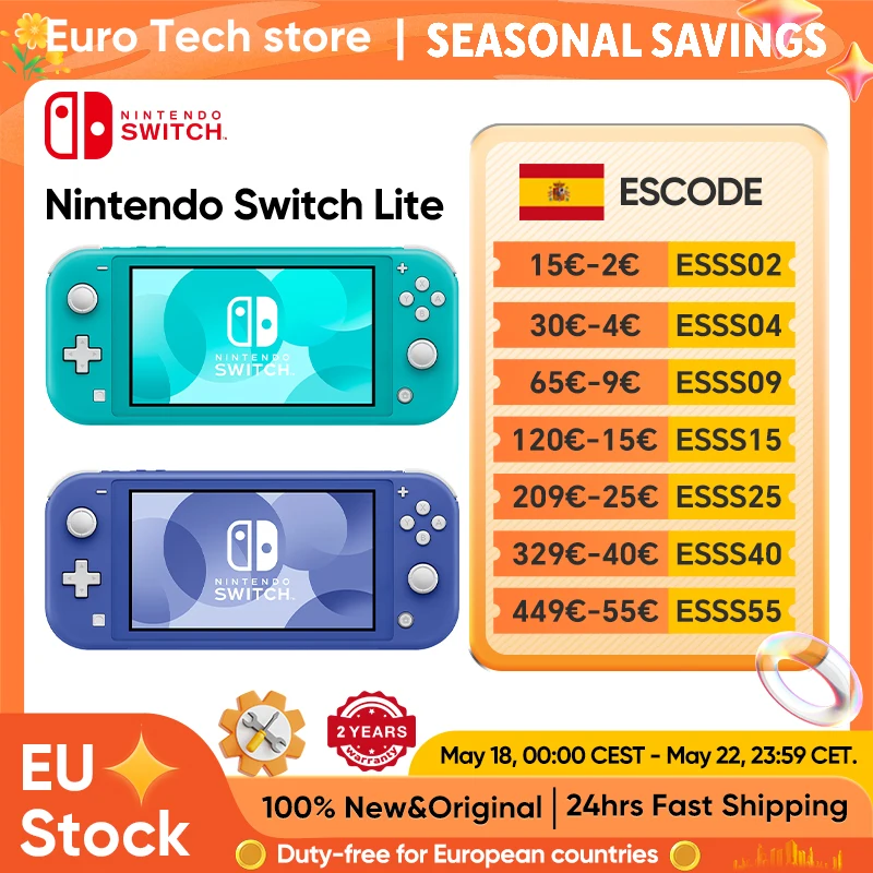 Nueva consola de juegos portátil Nintendo Switch Lite, ligera y portátil, controlador Joy Con integrado, opción de varios colores