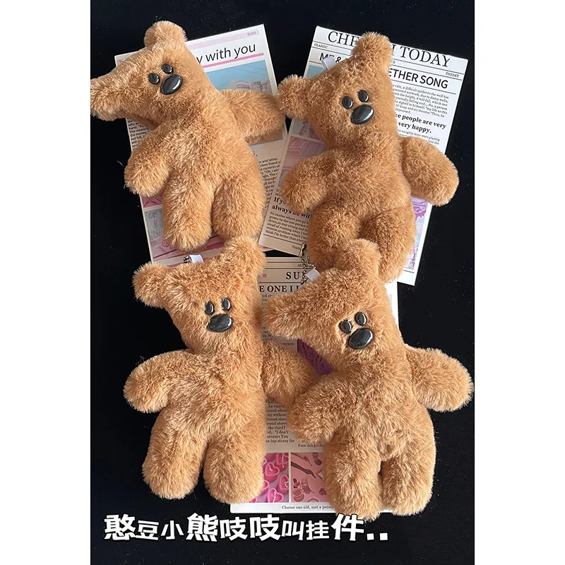 Lovely Fluffy Bear Squeak Pendant Teddy Can Make Sound Cute Keychain Creative Kawaii Couple Bag Pendant Cute Accessories